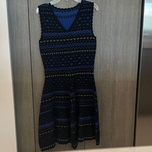 Sandro Black and Blue Geometric Dress